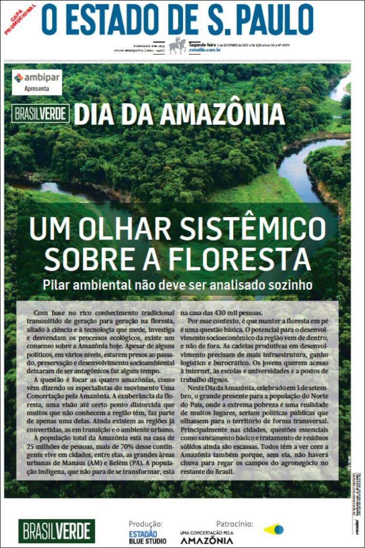 Portada de O Estado de São Paulo (Brasil)