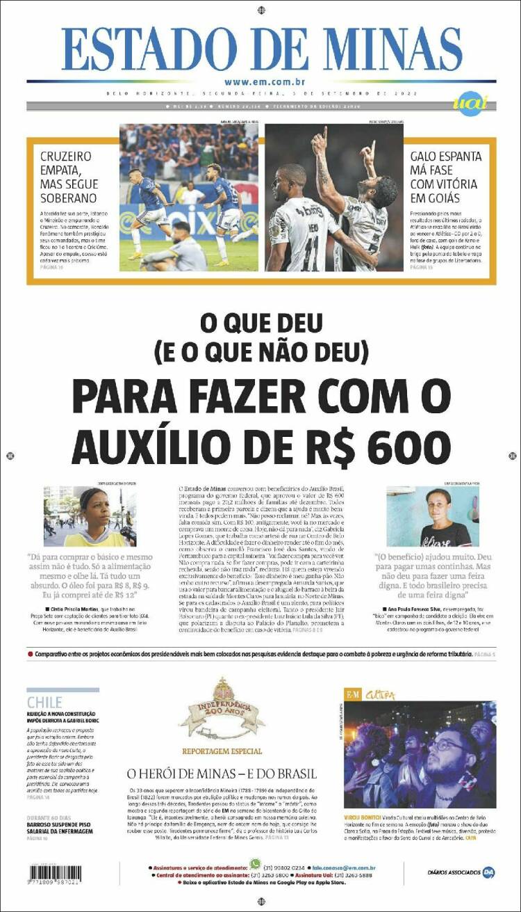 Portada de Jornal Estado de Minas (Brasil)