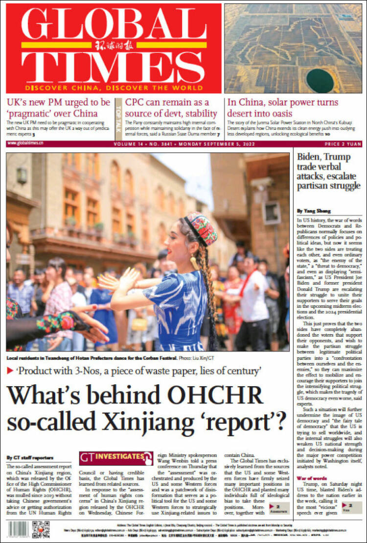 Portada de The Global Times (China)