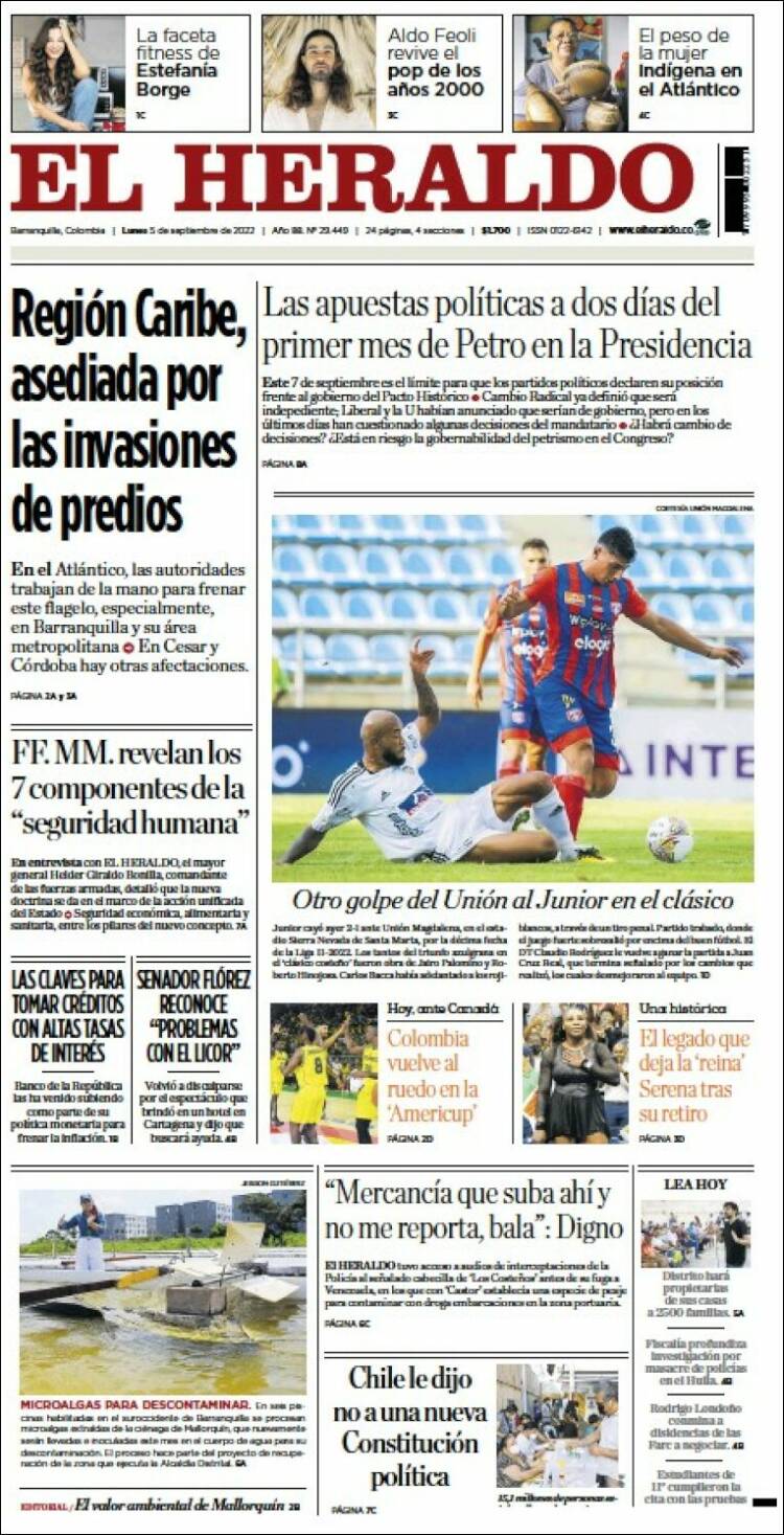 Portada de El Heraldo (Colombia)