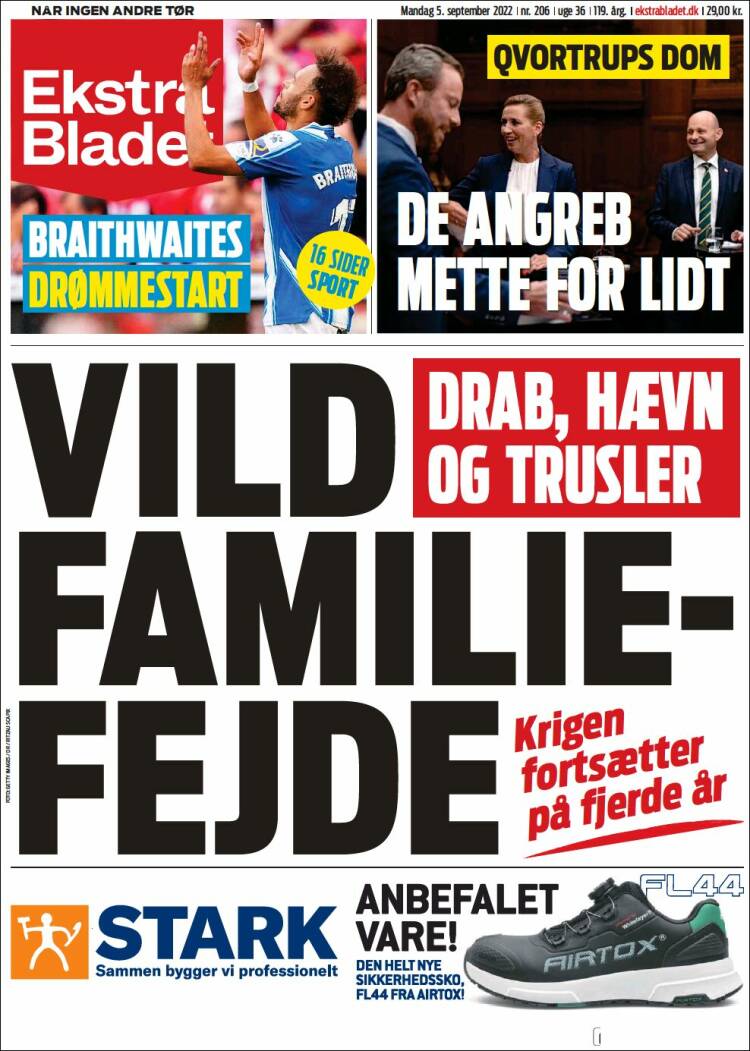 Portada de Ekstra Bladet (Dinamarca)