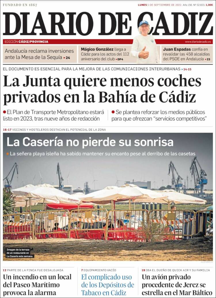 Portada de Diario de Cádiz (España)