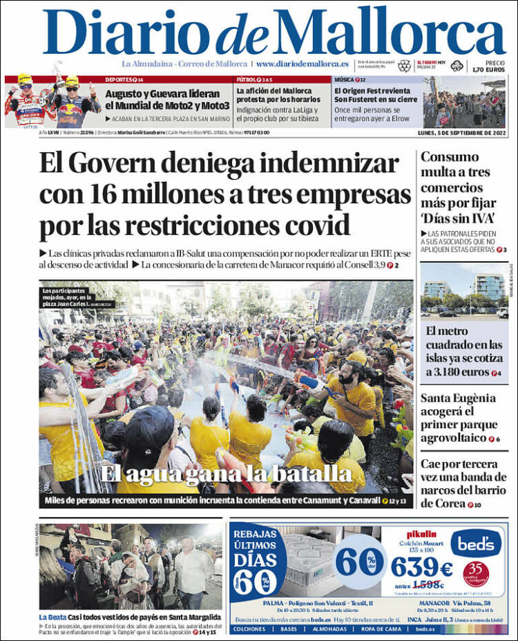 Portada de Diario de Mallorca (España)