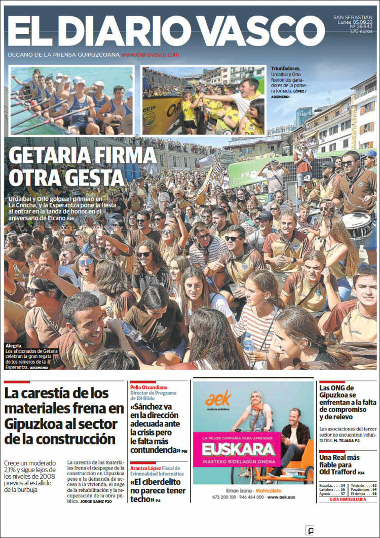 Portada de Diario Vasco (España)