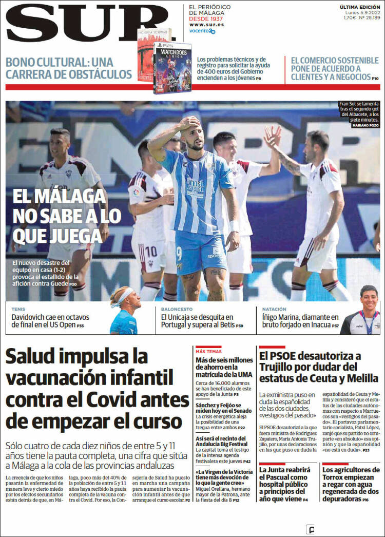 Portada de Diario el Sur (España)