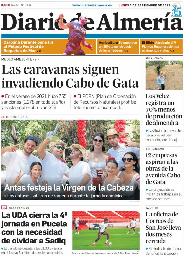 Portada de Diario de Almería (España)