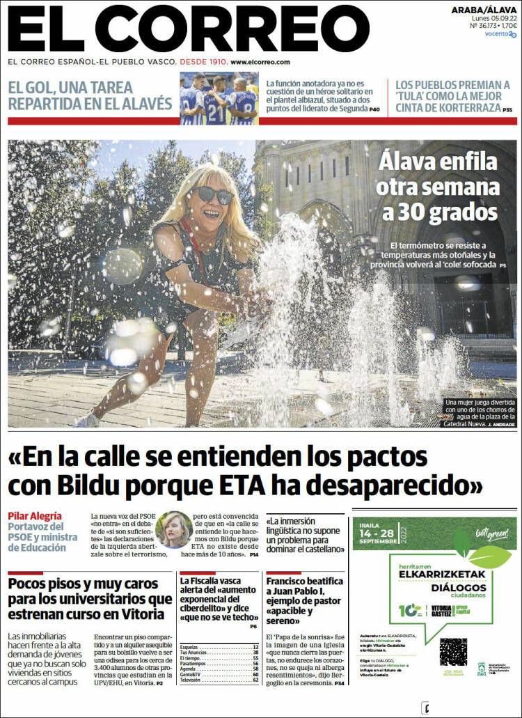 Portada de El Correo - Álava (España)