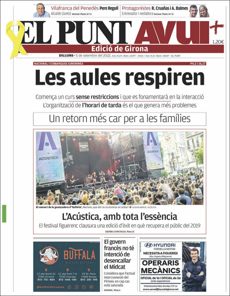 Portada de El Punt Avui - Girona (España)