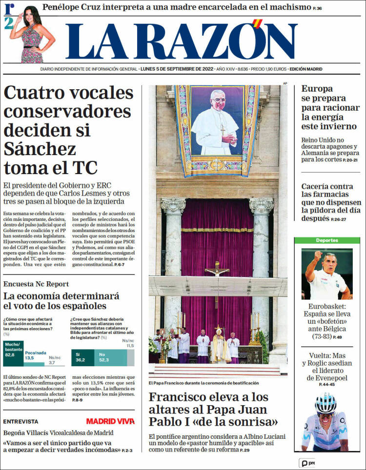 Portada de La Razón (España)