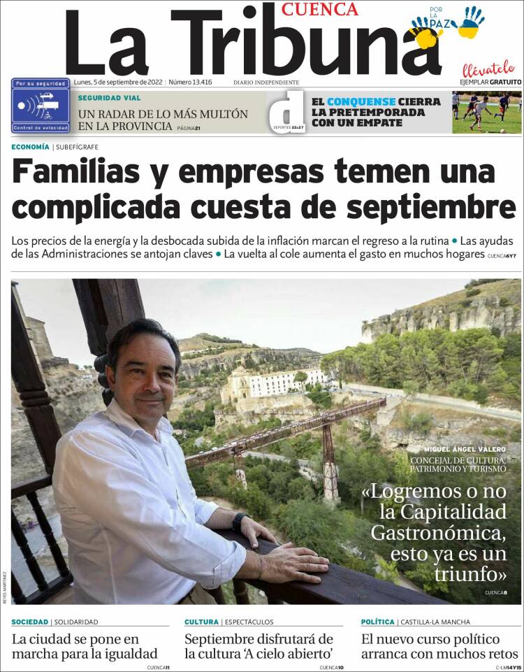 Portada de La Tribuna de Cuenca (España)