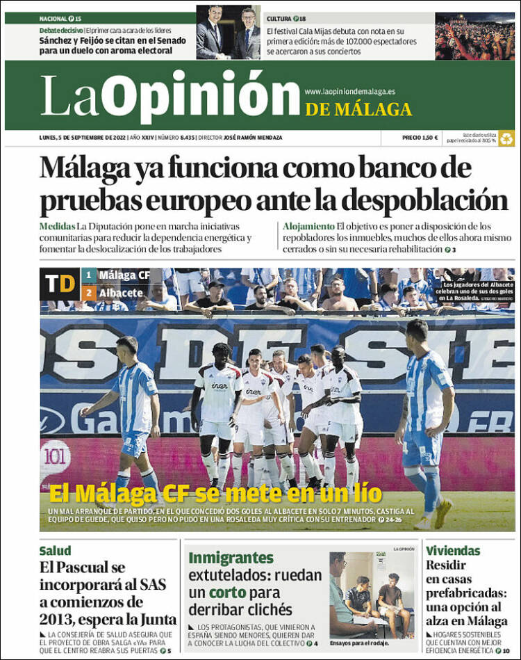 Portada de La Opinión de Málaga (España)