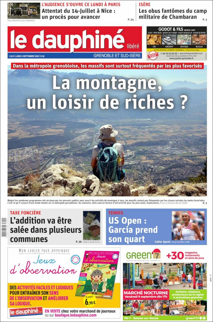 Portada de Le Dauphiné Libéré (Francia)