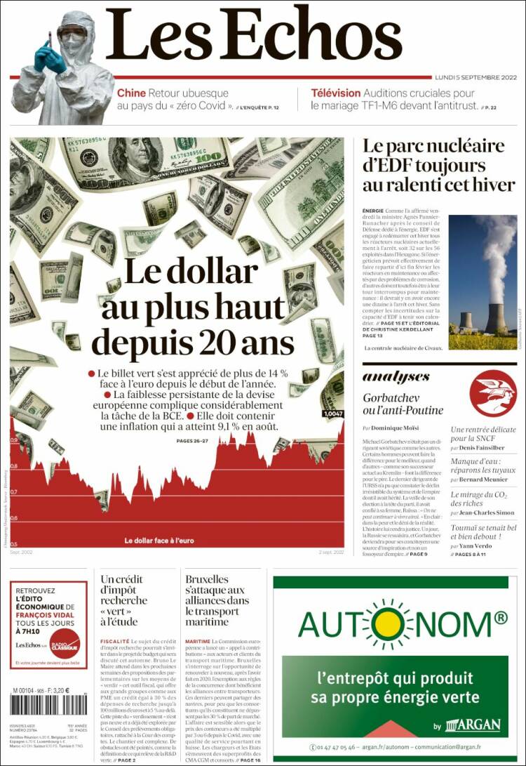 Portada de Les Echos (Francia)