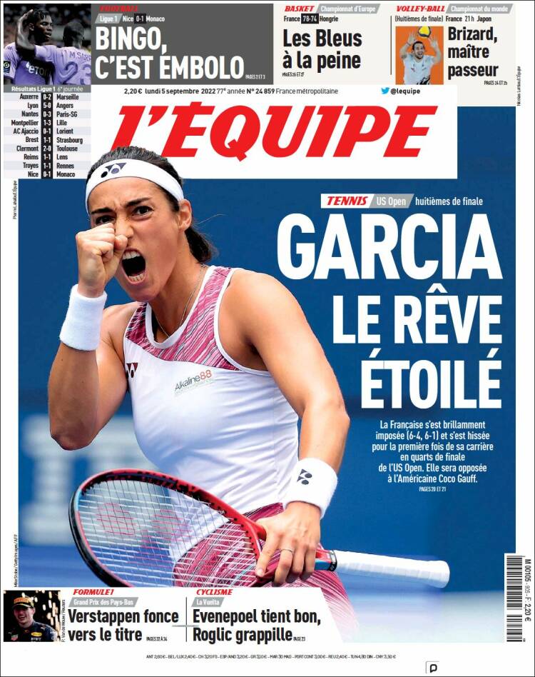 Portada de L'Equipe (Francia)