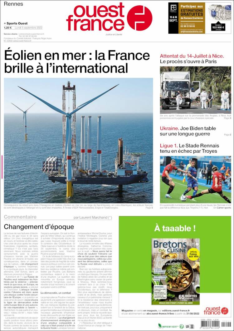 Portada de Ouest France (Francia)