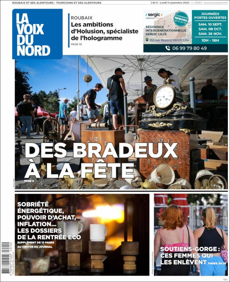 Portada de La Voix du Nord (Francia)