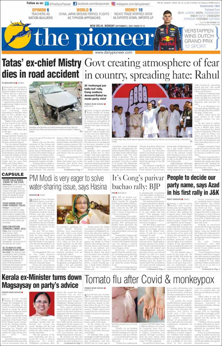 Portada de The Pioneer (India)