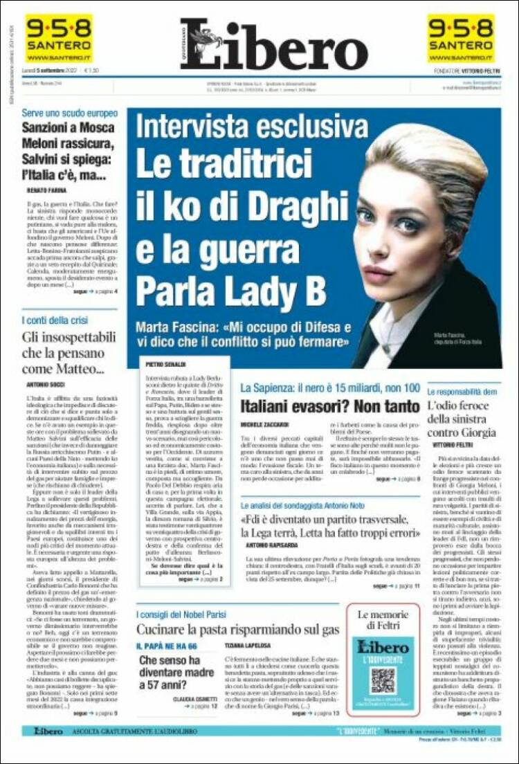 Portada de Libero (Italia)