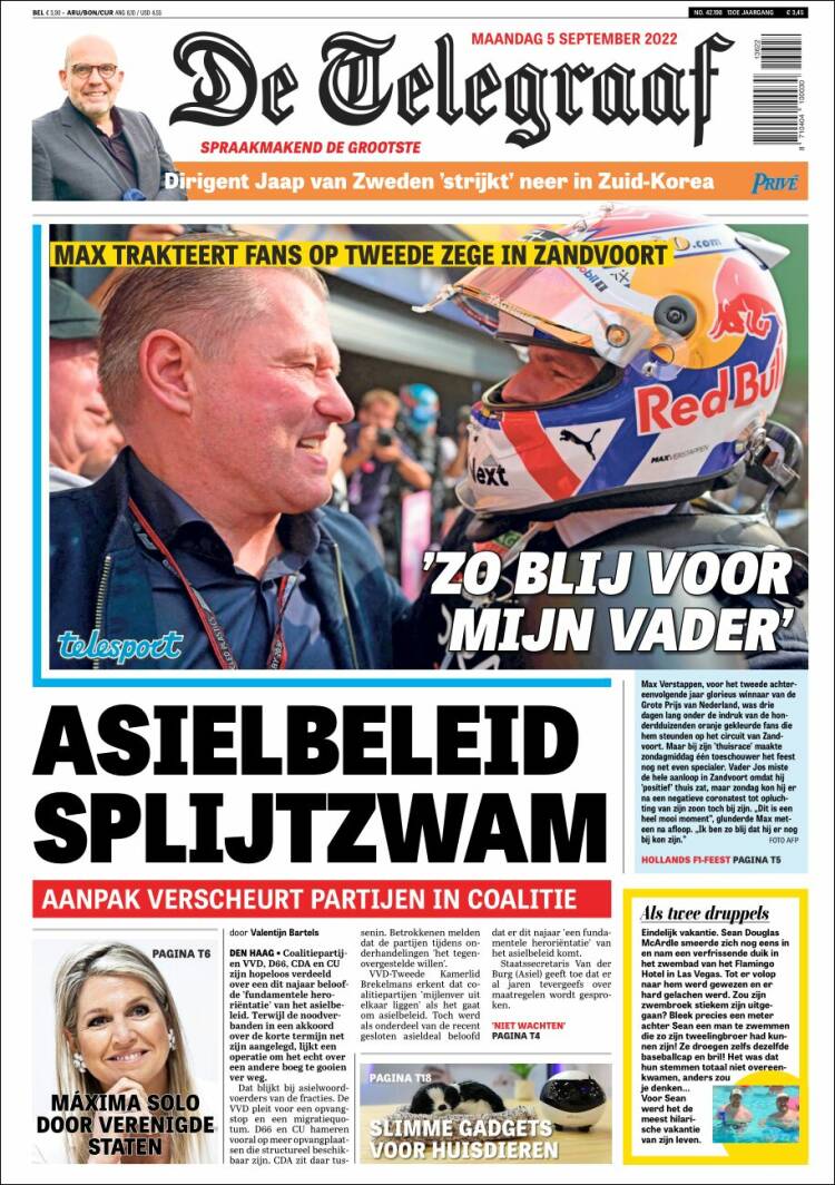 Portada de De Telegraaf (Pa&iacute;ses Bajos)