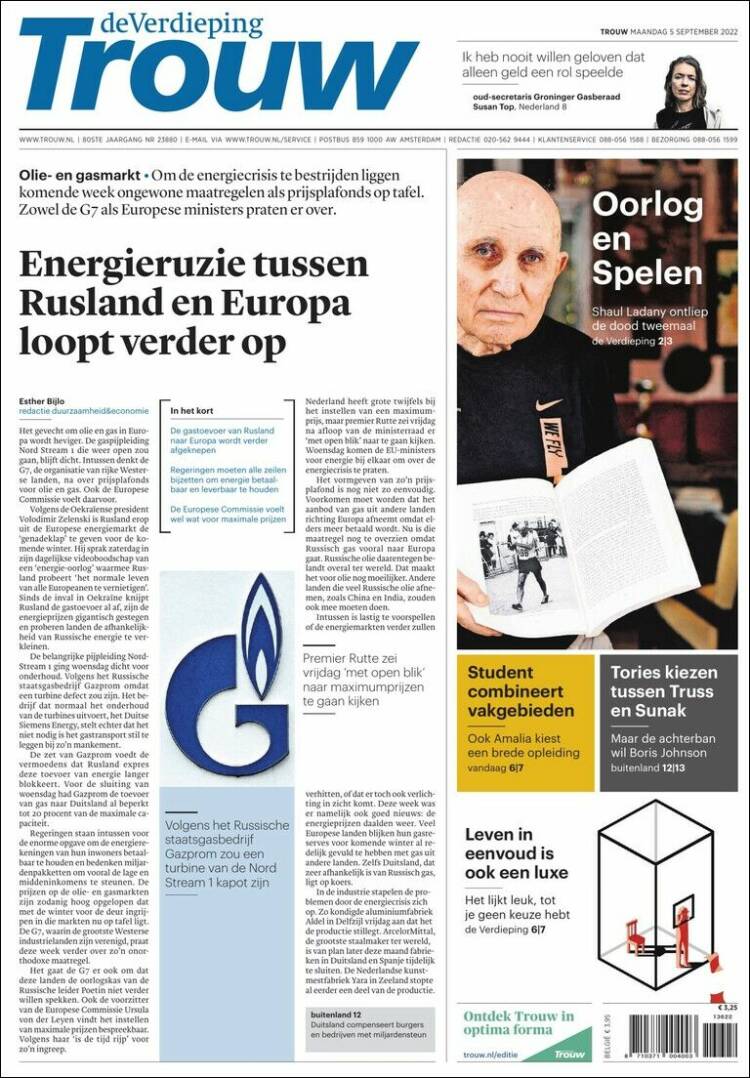 Portada de Trouw (Pa&iacute;ses Bajos)