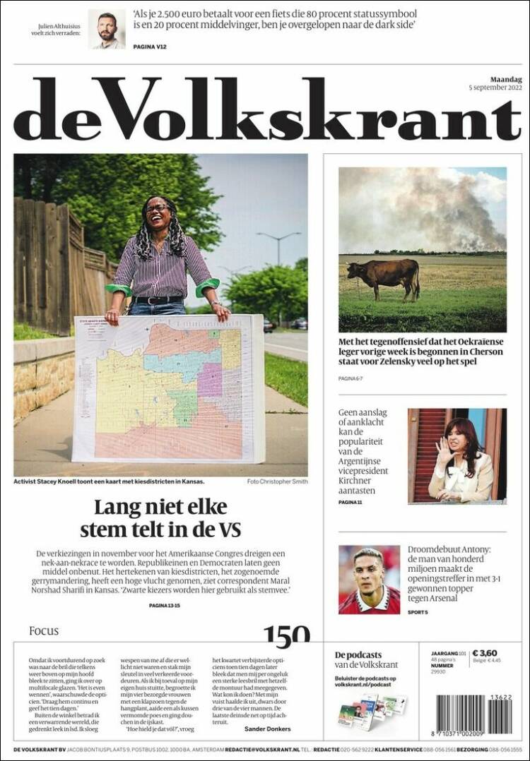 Portada de De Volkskrant (Pa&iacute;ses Bajos)