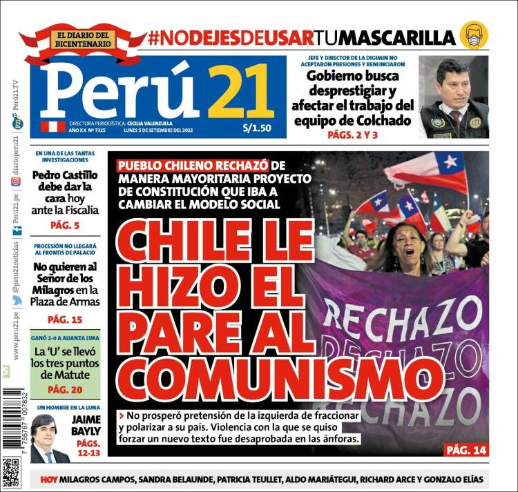 Portada de Perú 21 (Per&uacute;)