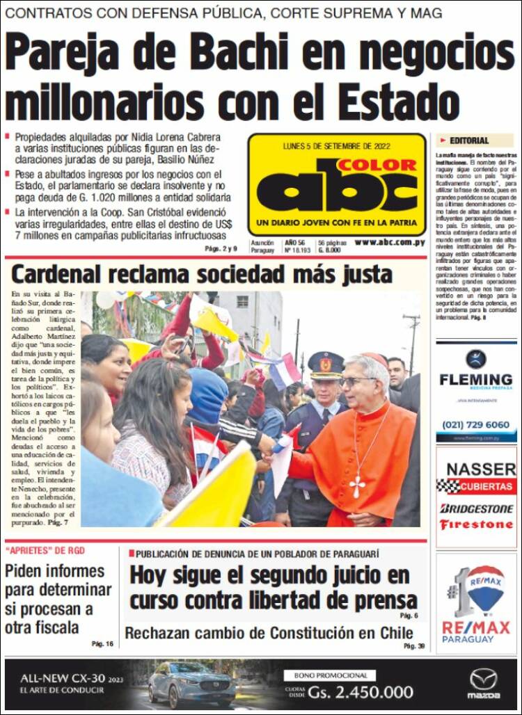 Portada de ABC Color (Paraguay)