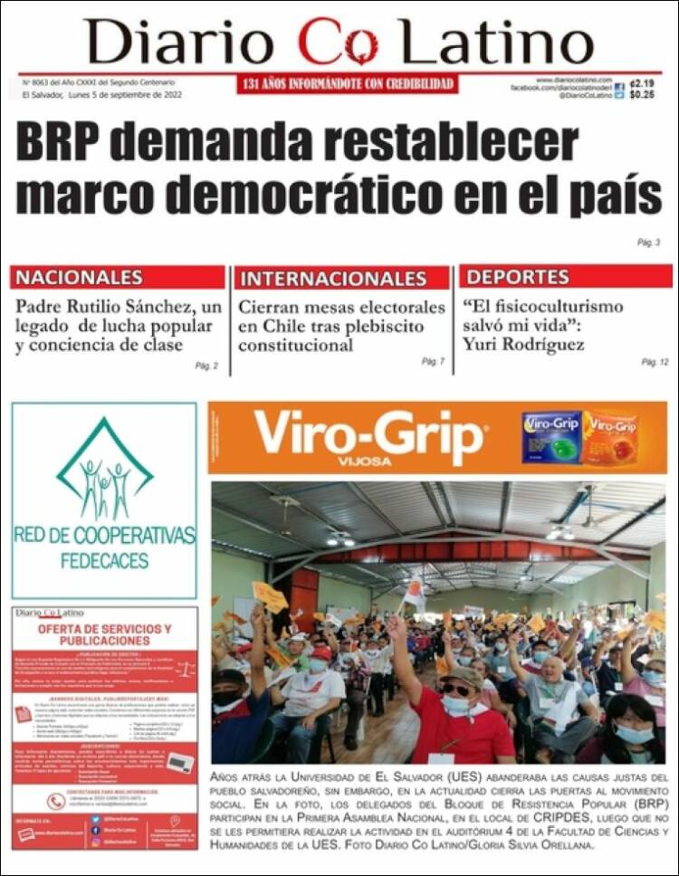 Portada de Diario Co Latino (El Salvador)