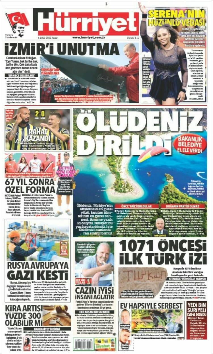 Portada de Hürriyet (Turqu&iacute;a)