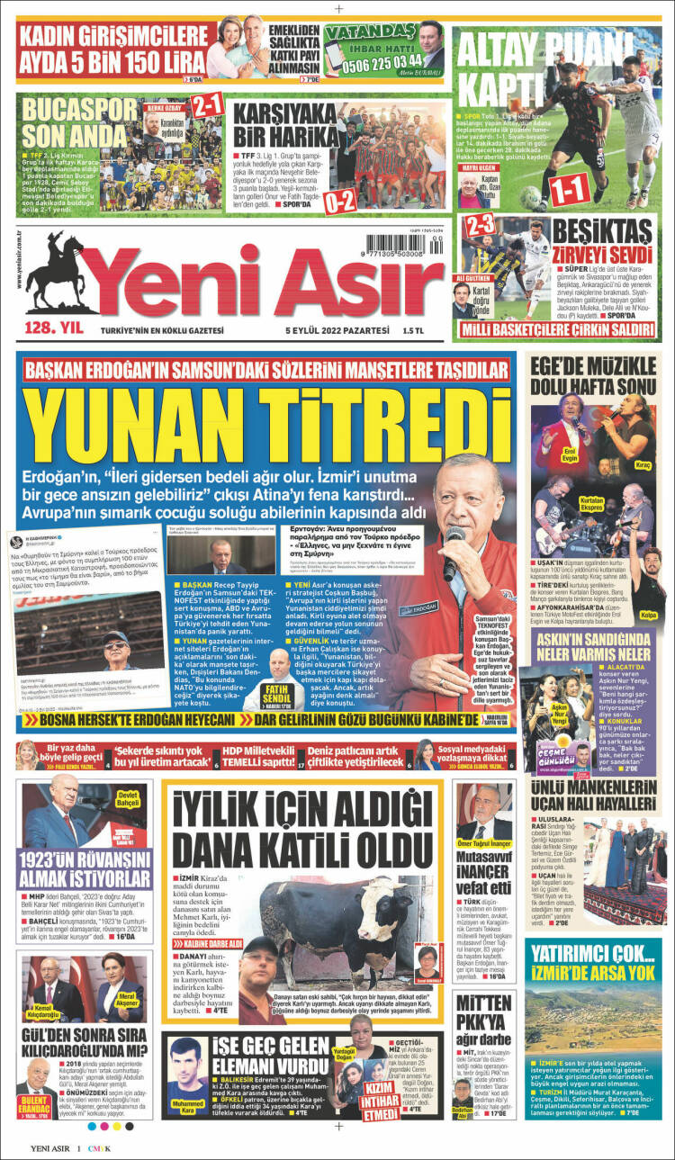 Portada de Yeni Asır (Turqu&iacute;a)
