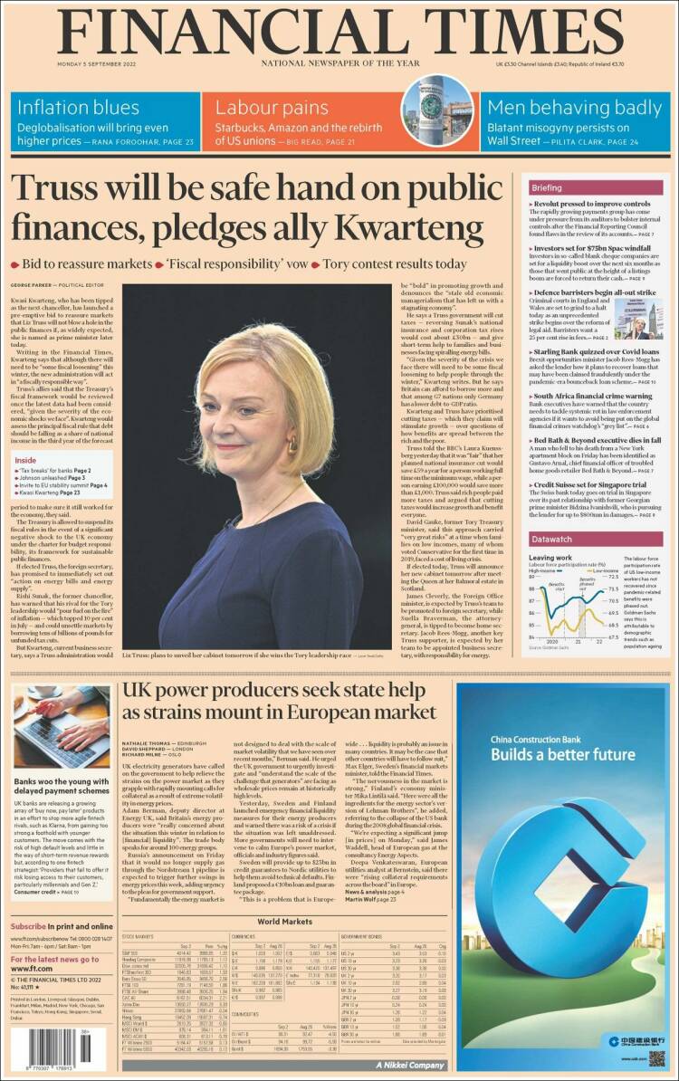 Portada de Financial Times (Royaume-Uni)