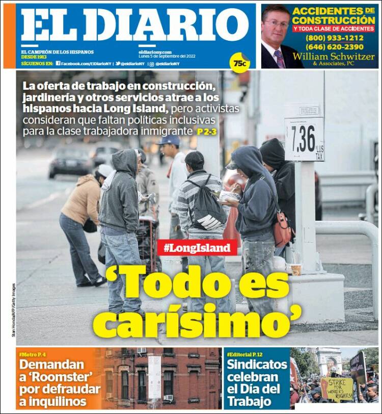 Portada de El Diario NY (USA)