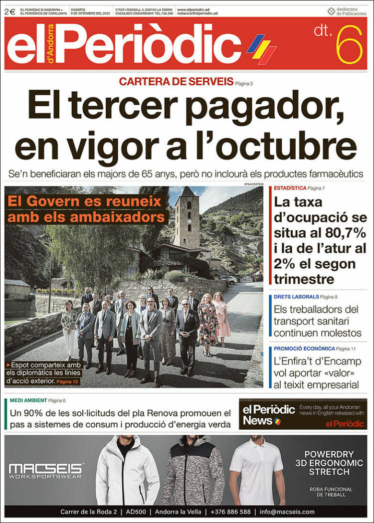 Portada de El Periòdic d'Andorra (Andorra)