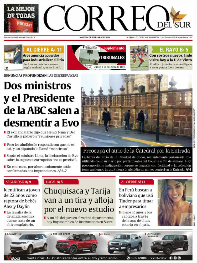 Portada de Correo Sur (Bolivia)
