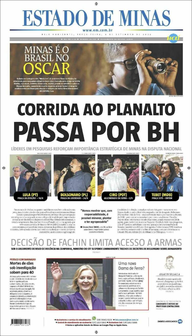 Portada de Jornal Estado de Minas (Brasil)
