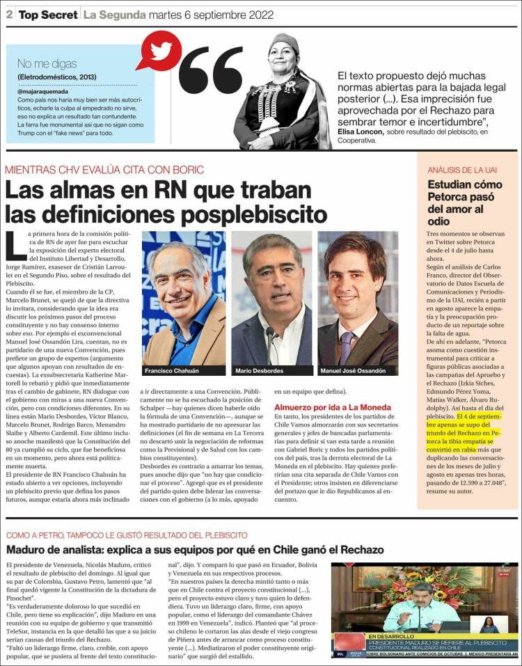 Portada de La Segunda (Chile)