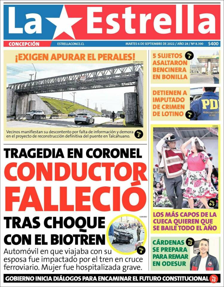 Portada de La Estrella de Concepción (Chile)