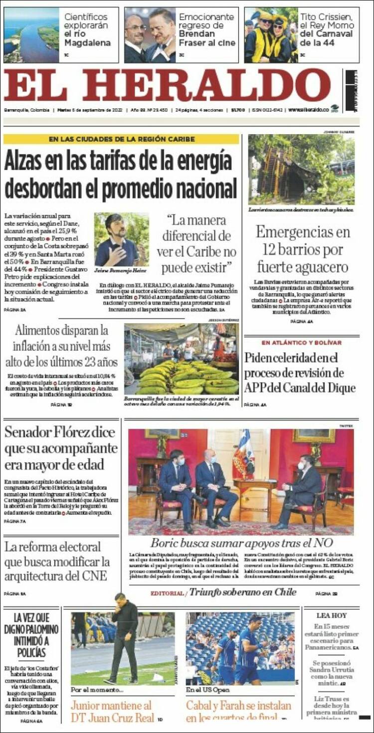 Portada de El Heraldo (Colombia)