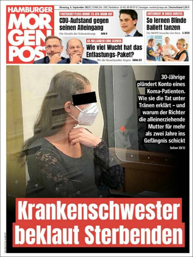 Portada de Hamburger Morgenpost  (Alemania)