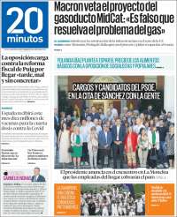 Portada de 20 Minutos - Valencia (España)