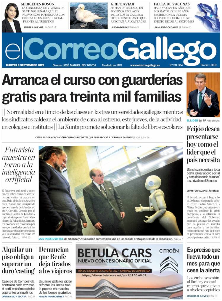 Portada de El Correo Gallego (España)