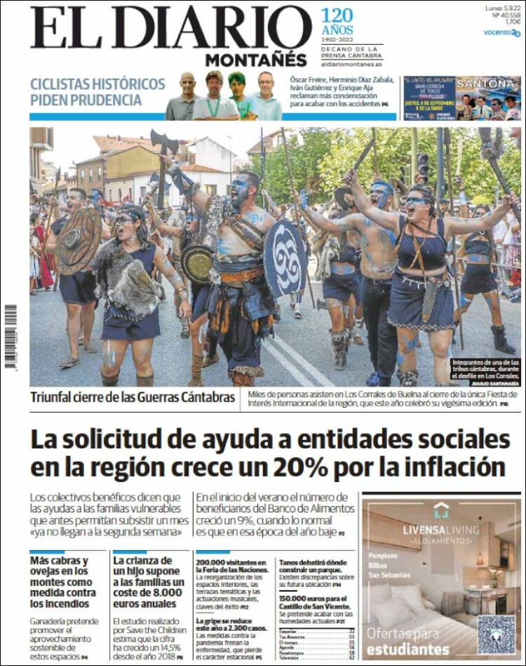 Portada de El Diario Montañés (España)