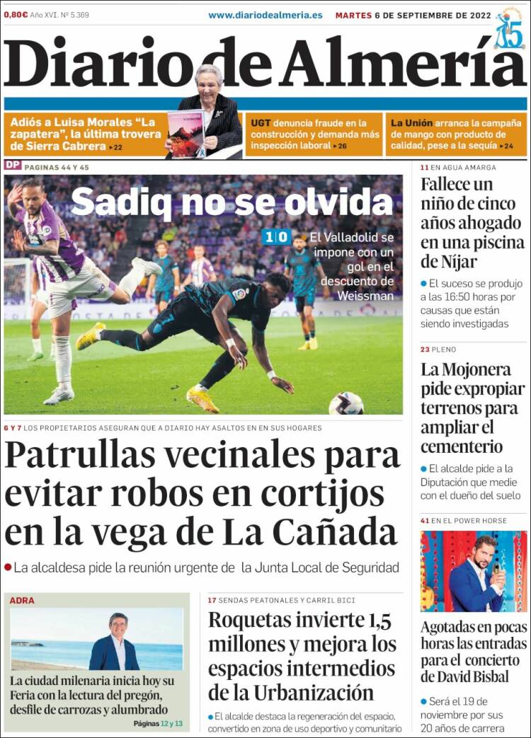 Portada de Diario de Almería (España)