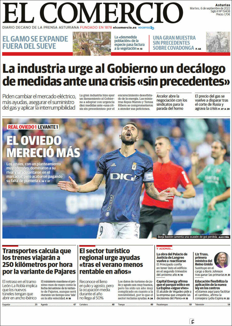 Portada de El Comercio (España)