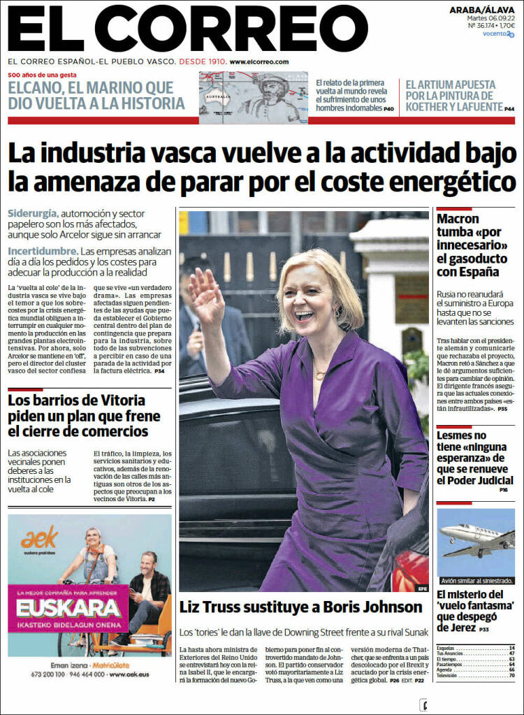 Portada de El Correo - Álava (España)
