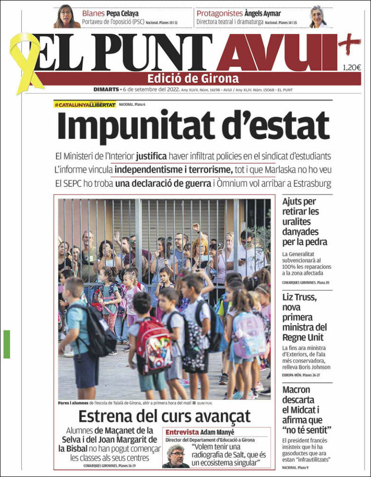 Portada de El Punt Avui - Girona (España)