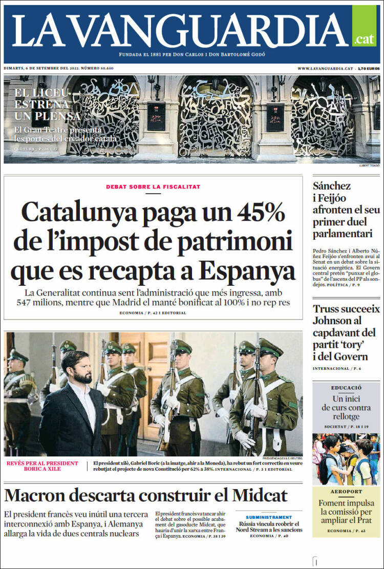 Portada de La Vanguardia (España)