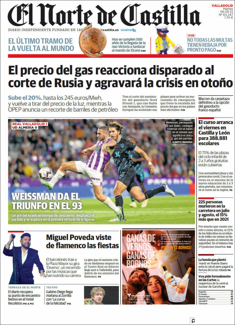 Portada de Norte de Castilla - Valladolid (España)