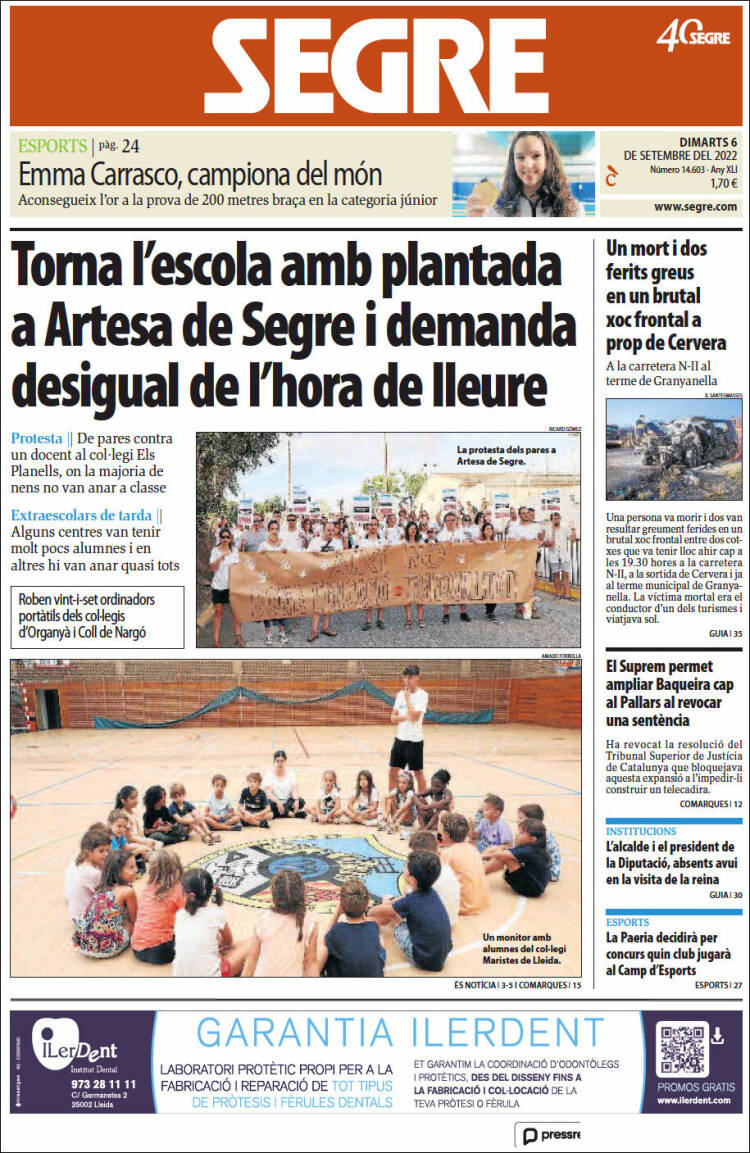 Portada de Segre (España)