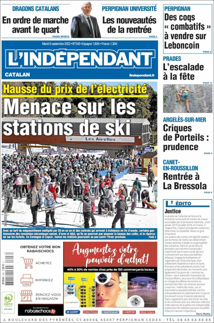 Portada de Le Indépendant (Francia)